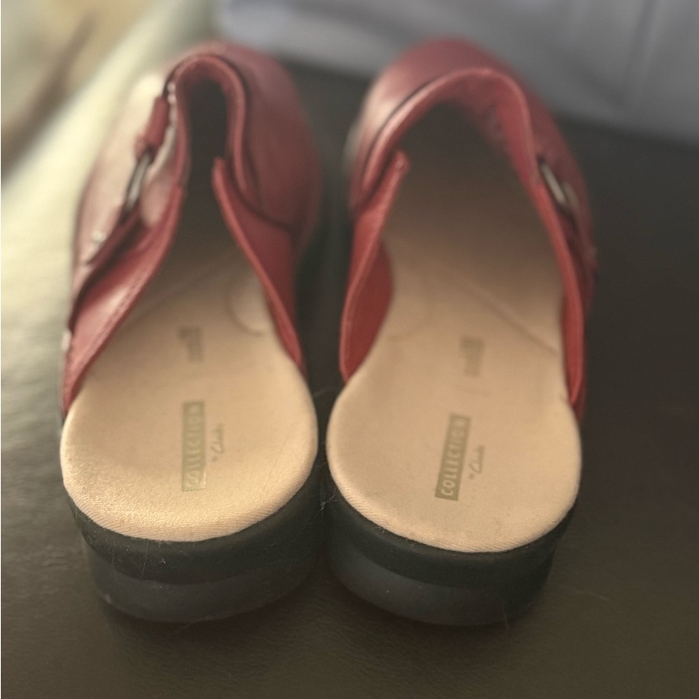 Clarks Red Mules Comfortable Slip-On Shoes
